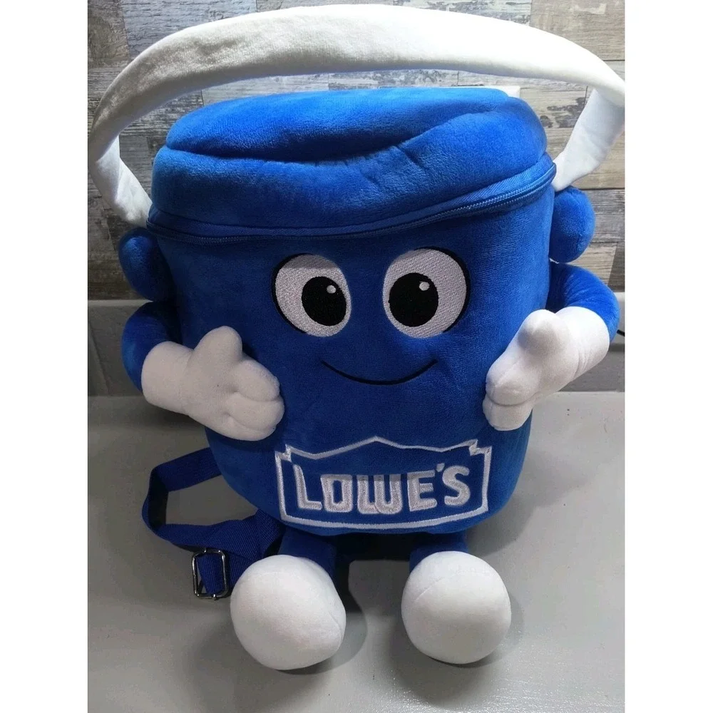 Lowe's Blue Bucket Mini Plush Backpack Exclusive Rare Limited Edition